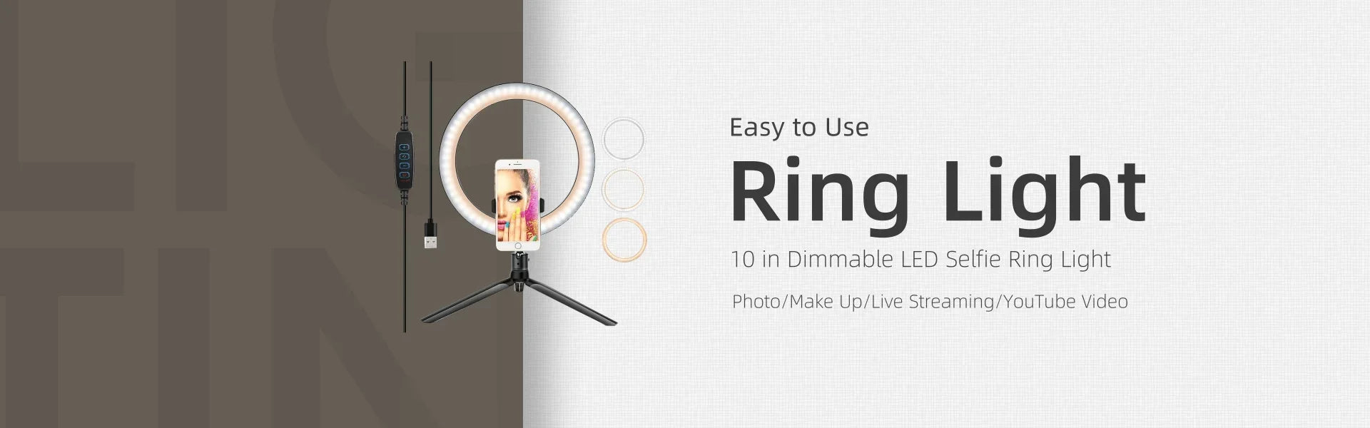 10 Inch LED Ring Light with Phone Holder - Adjustable Studio Lighting Tidesmit