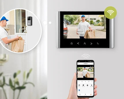 HOMSECUR 7" WIFI Video Door Phone Call Intercom Outdoor Monitoring for 2 Families