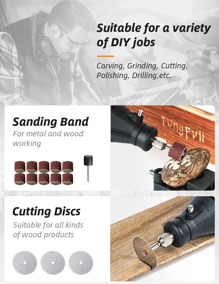 Mini Electric Drill Engraver Machine, Dremel Rotary Tools, Engraver Grinder Compatible with Power Tools, Accessories, 220V