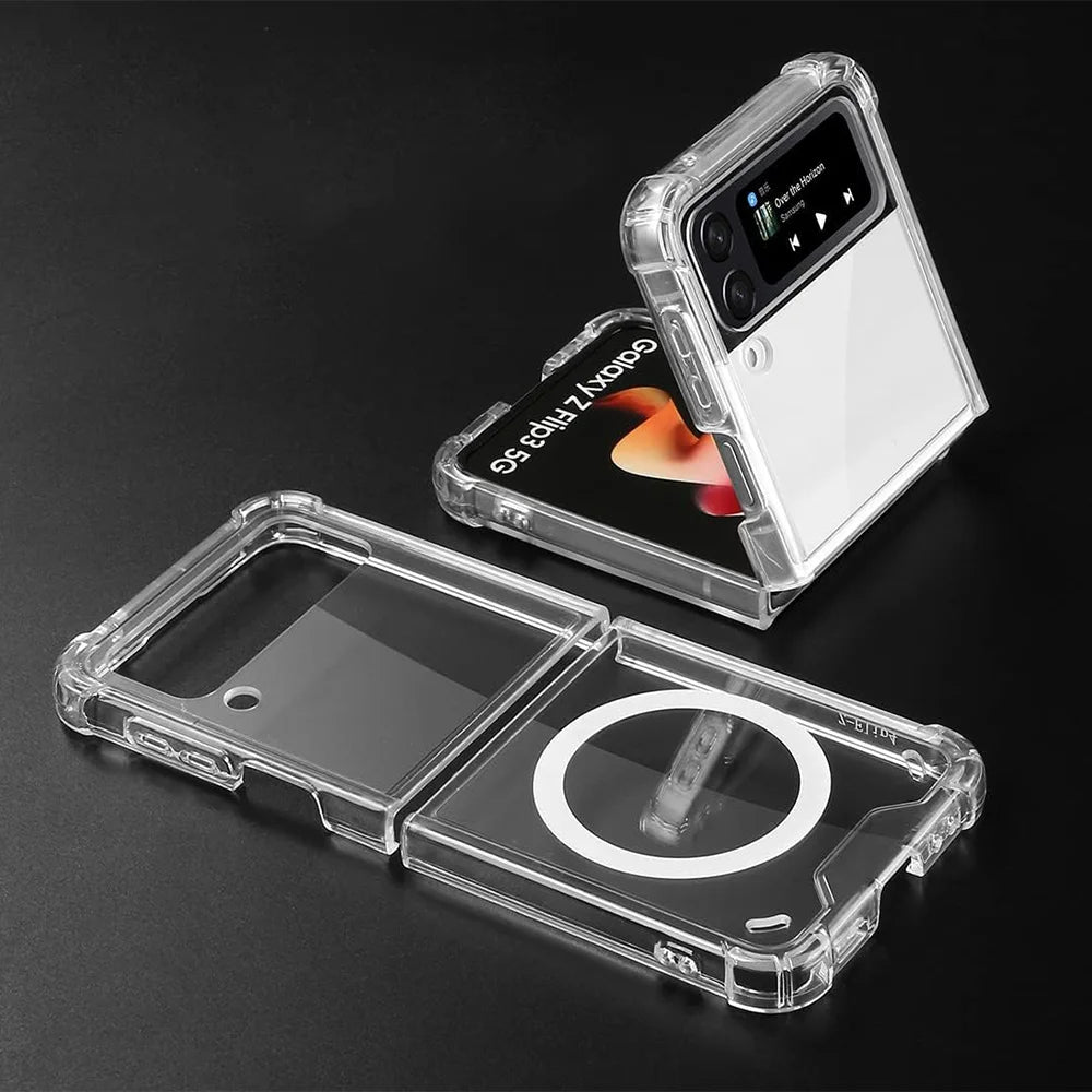 Magnetic Transparent Case for Samsung Galaxy Z Flip 5 – Slim Acrylic Cover Tidesmit