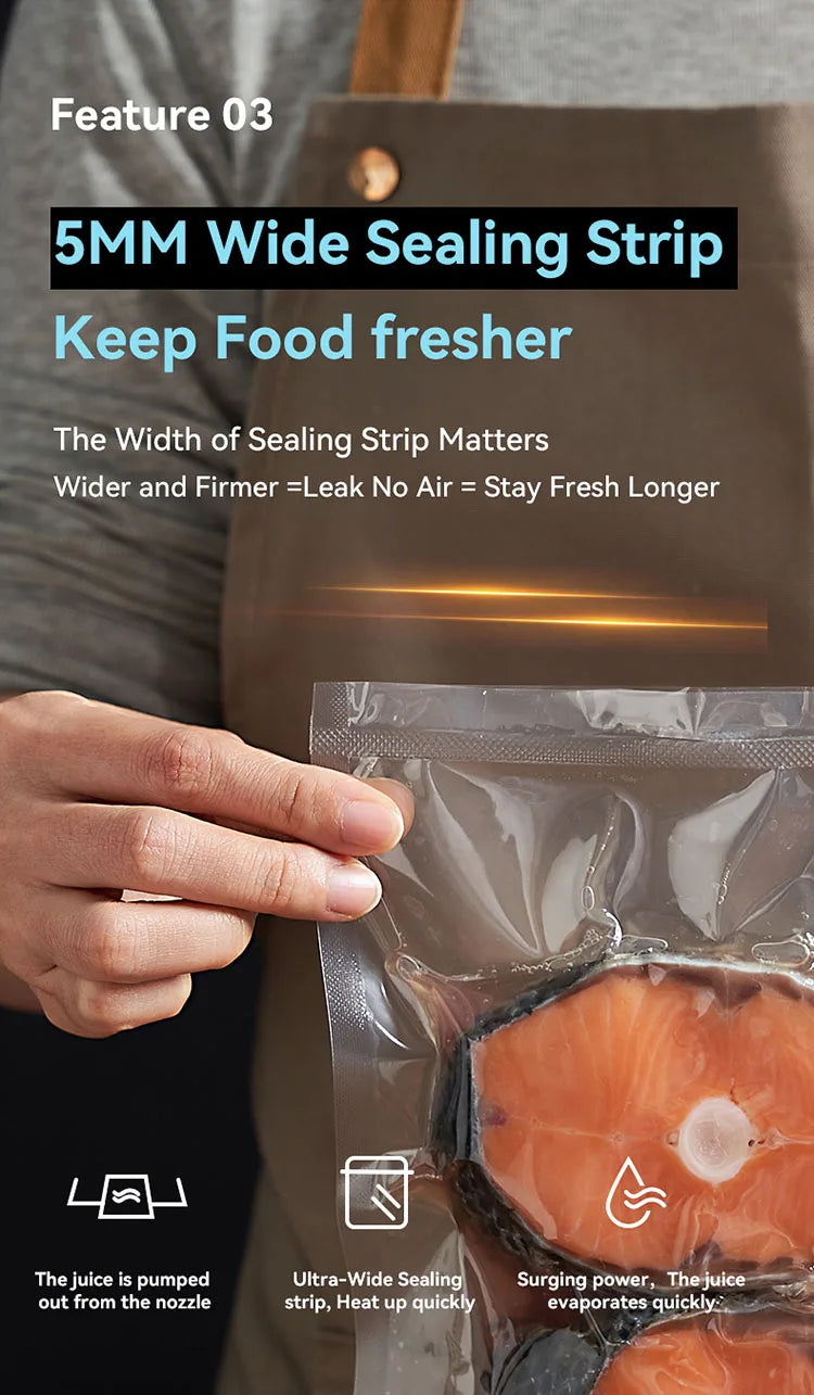 Vacuum Packaging Machine for Food Plastic Bags Sealer Sealing Machine Mylar Bags Kitchen Packer Automatic Manual Modes Home Appl