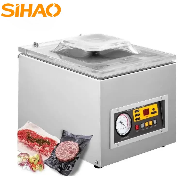 SIHAO Vacuum Packing Machine DZ-260C Chamber Vacuum Sealer with 12.6" Sealing Length for Foods Meats Applied in Kitchen