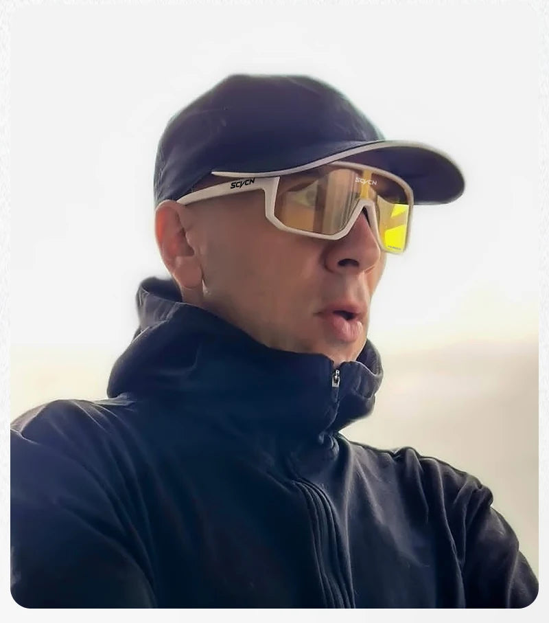SCVCN New Yellow Polarized Night Cycling Sunglasses Bike MTB Motorcycle Glasses Outdoor Sports Fishing UV400 Glasses Men Women