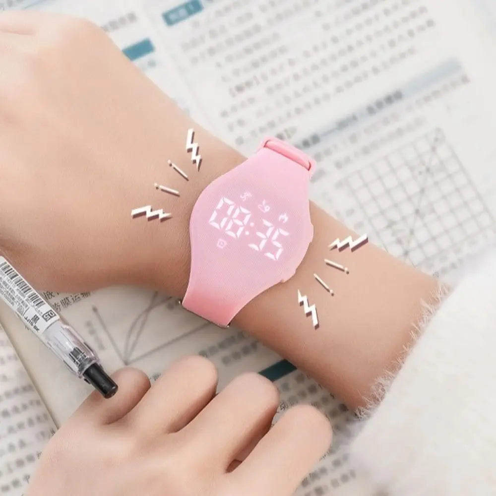 LED Digital Kids Smart Silicone Wristband Waterproof with Running Pedometer Vibrating Alarm Clock Monitor Vibration