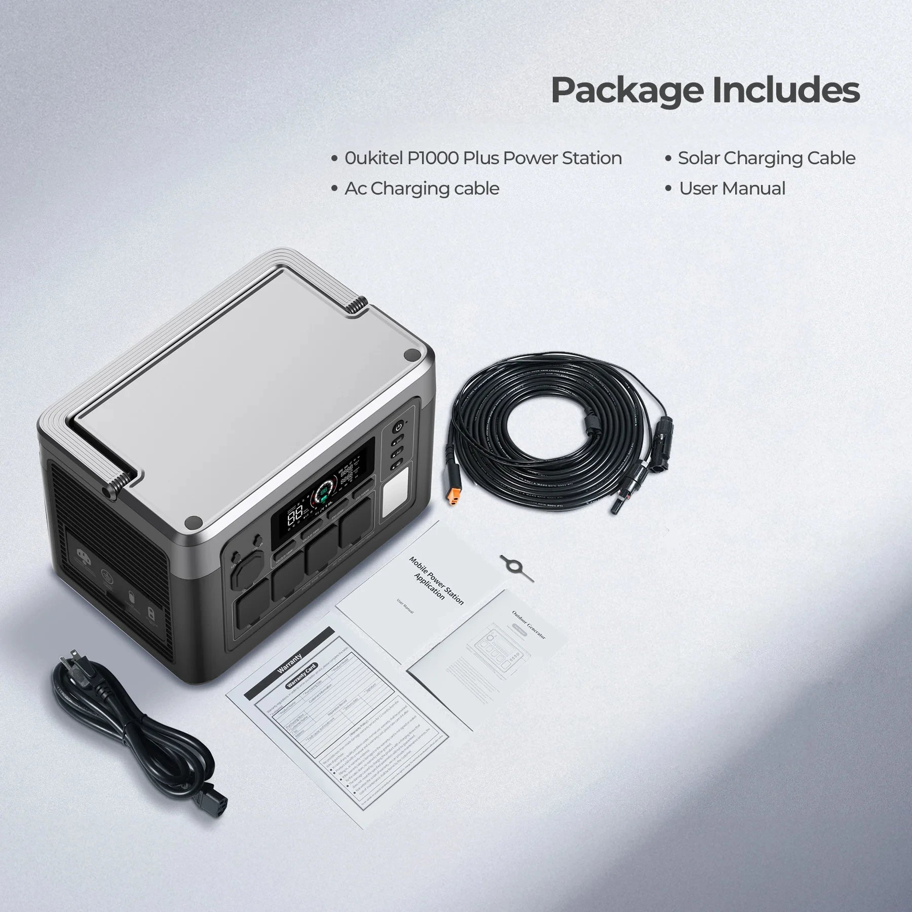OUKITEL P1000 PLUS Portable Power Station 1800W 1024Wh Solar Generator with LiFePO4 Battery Fast Charging Smart App Control