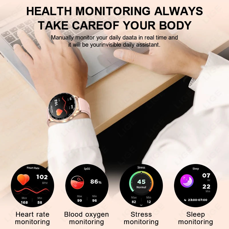 LIGE New 2-in-1 Smart Watch with TWS Bluetooth Earphones Heart Rate Blood Oxygen Monitor New Sport Fitness BT Call Music Watches
