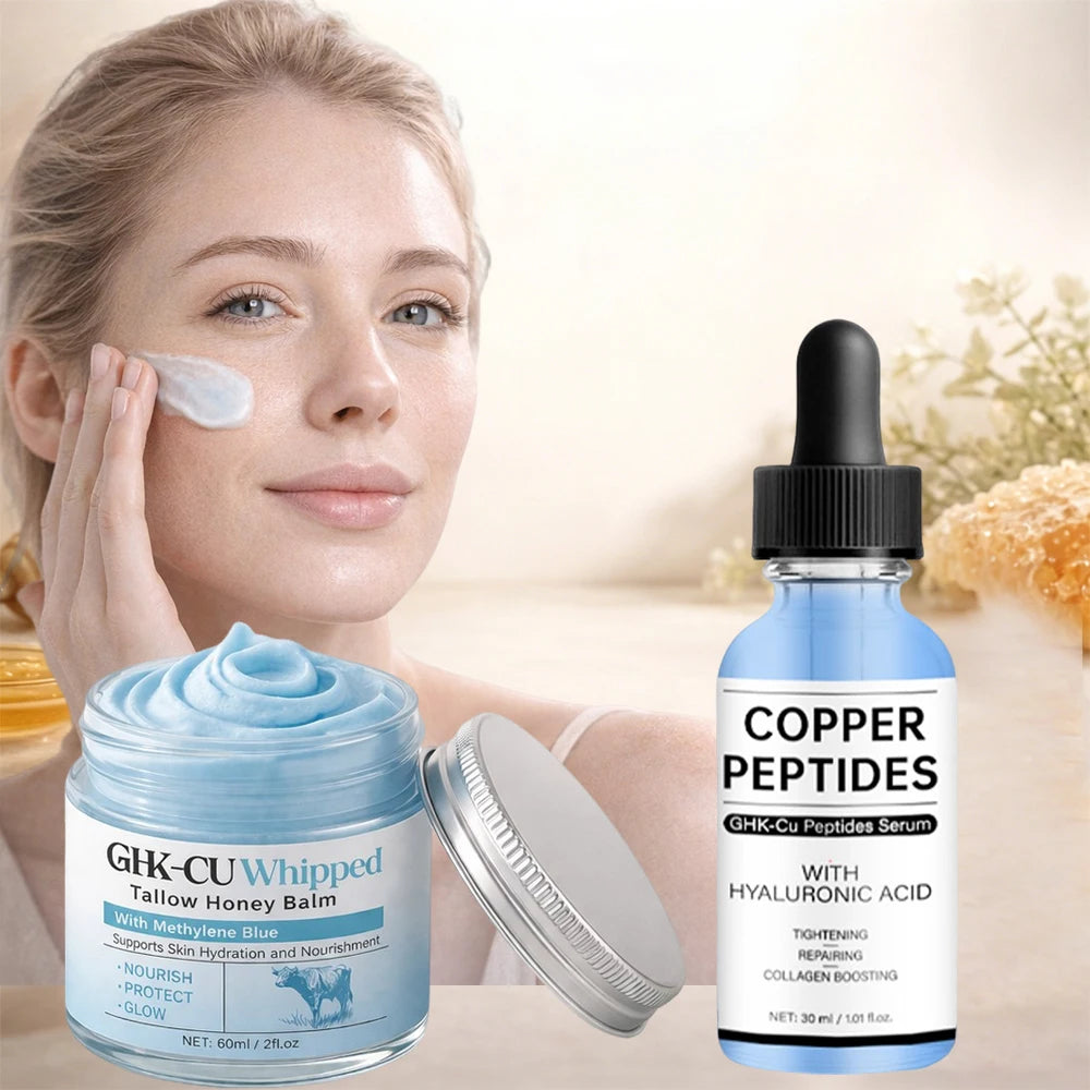 Copper Peptides GHK-Cu Beef Tallow for Skin, Blue Balm with Copper Peptides, Manuka Honey & Vitamin E, Natural Face Moisturizer