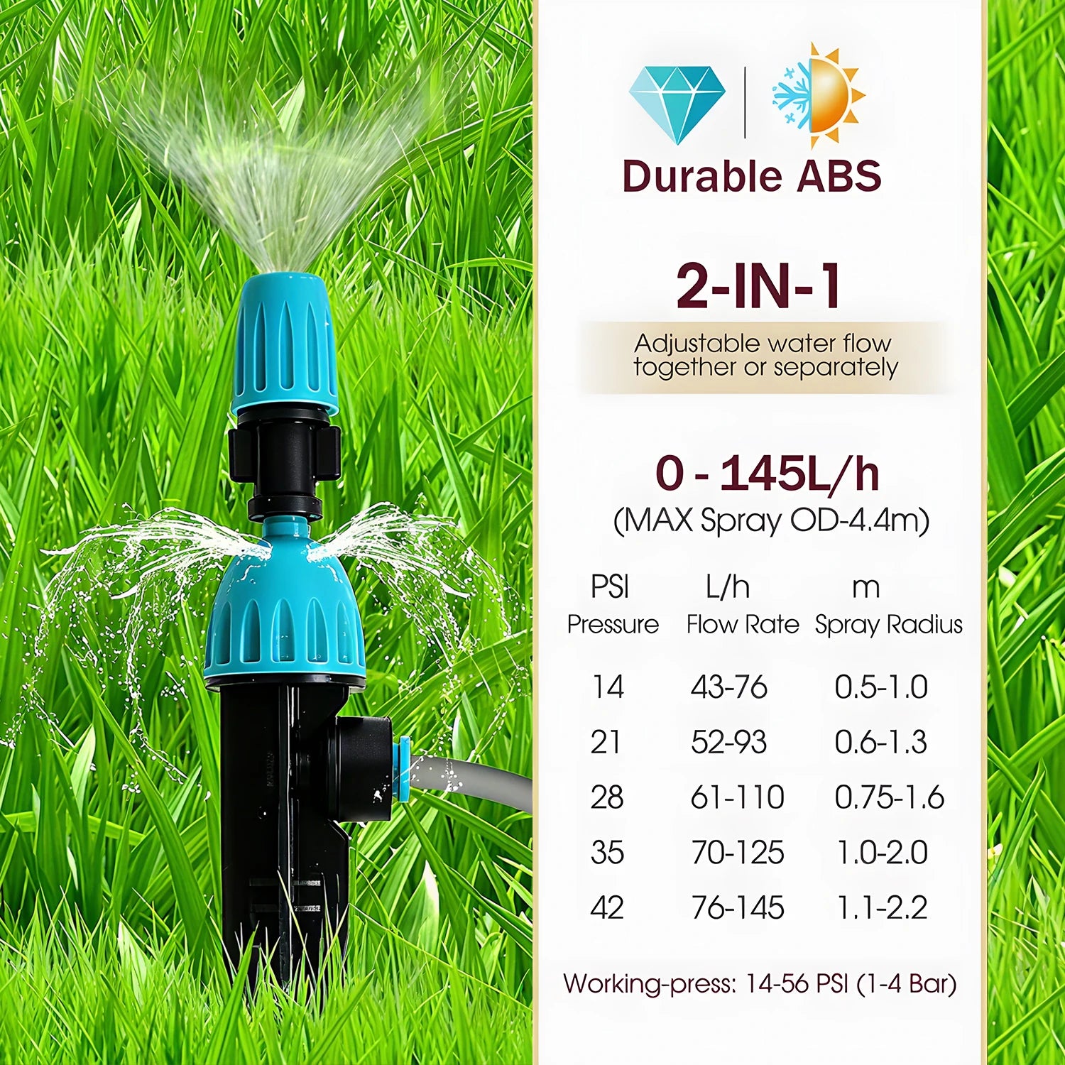 3/8" 12mm PE Hose 360° Adjustable 2-in-1 Misting Quick Connect Sprinkler Micro Dripper Sprayer Garden Irrigation Watering System
