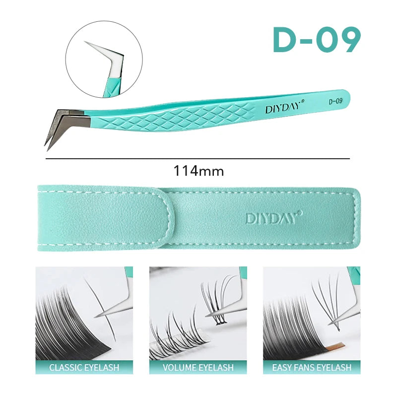 Eyelash Extension Tweezers D-01 | Precision Fiber Tip for Salon Results False Eyelashes D-09 TWEEZERS Tidesmit