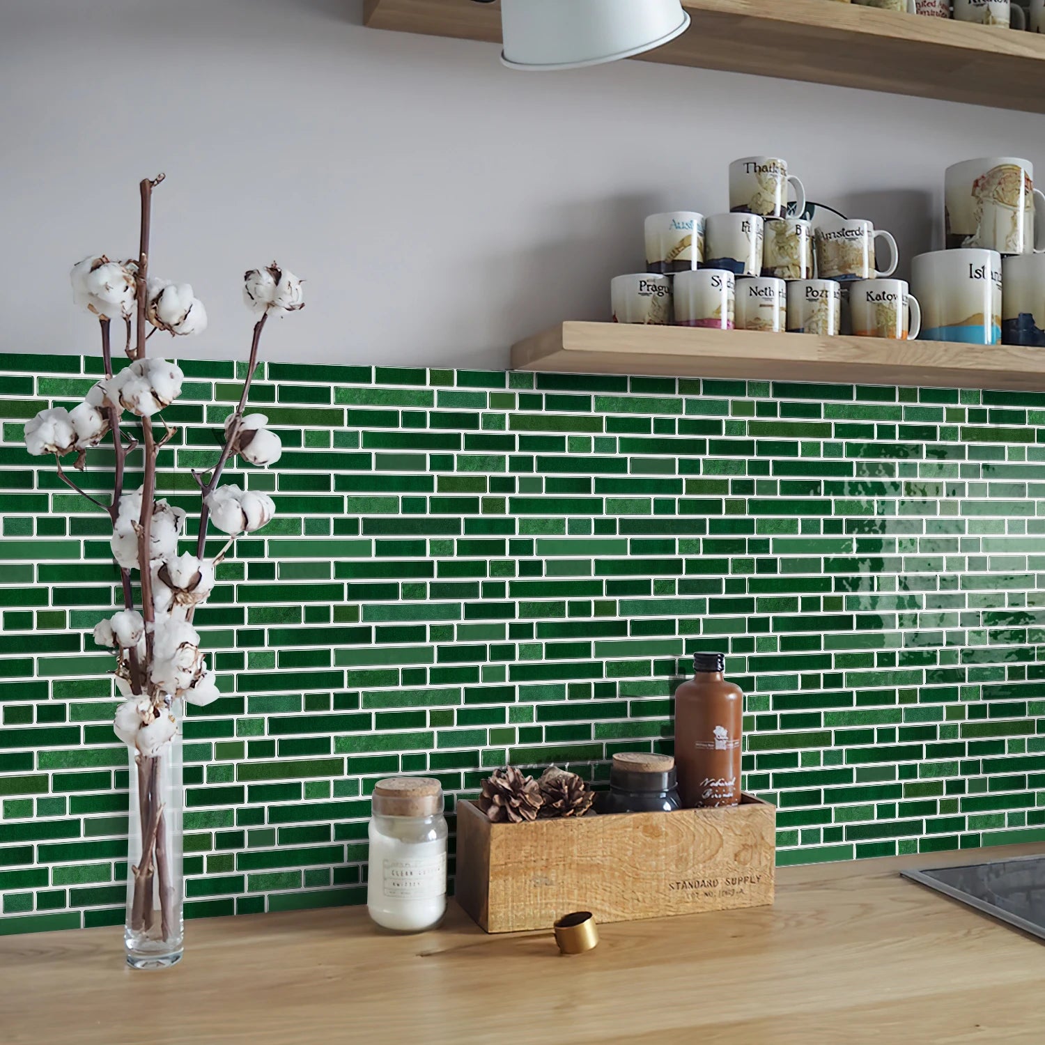 Peel off Tile stickers, Marble Mosaic Wall stickers - Self-Adhesive Waterproof and Splash Proof Tiles for Kitchen/Bathroom Use