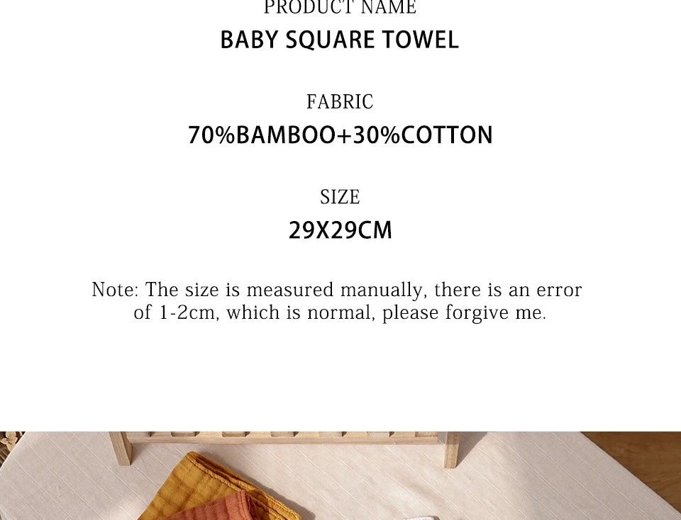 HappyFlute New 30*30CM Cute Animals Print 5PCS Set Bamboo Cotton Hanging Design Baby For Home Or Travel Use Baby Square Towel