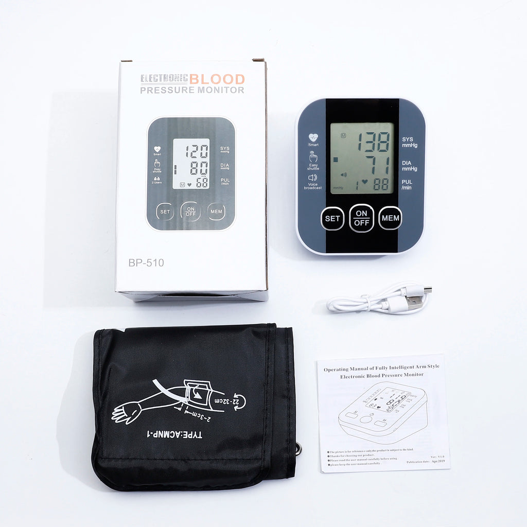 Voice BP Sphygmomanometer Heart Rate Pulse Tonometer Russian / Arabic / Spanish / Portuguese Voice Arm Blood Pressure Monitor