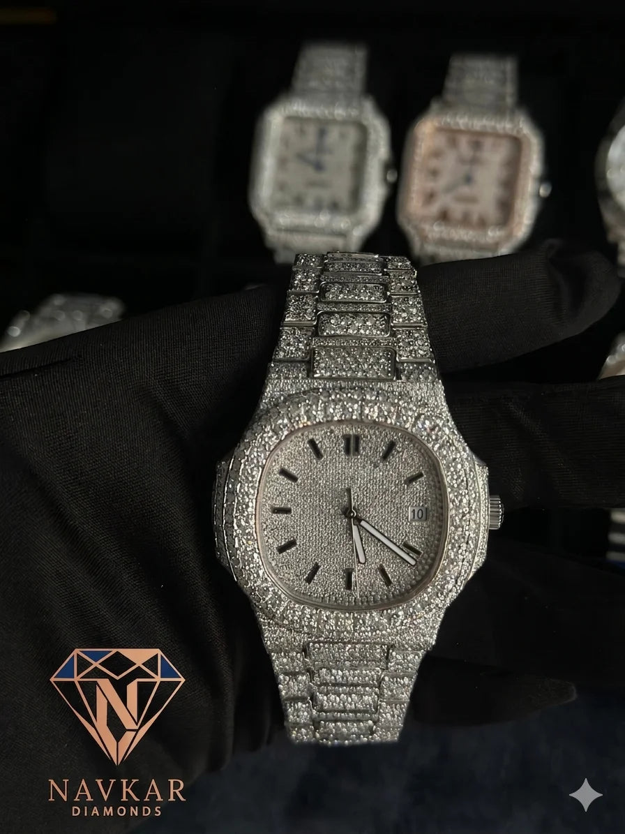 Customized Design Luxury Men's Watch Fashion Style Hip Hop Moissanite Diamond High Quality Mechanical Watch