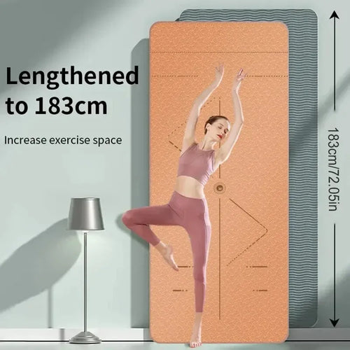 WESTTUNE non-slip yoga mat, 183cm eco-friendly smart yoga mat for pilates and fitness in side angle view.