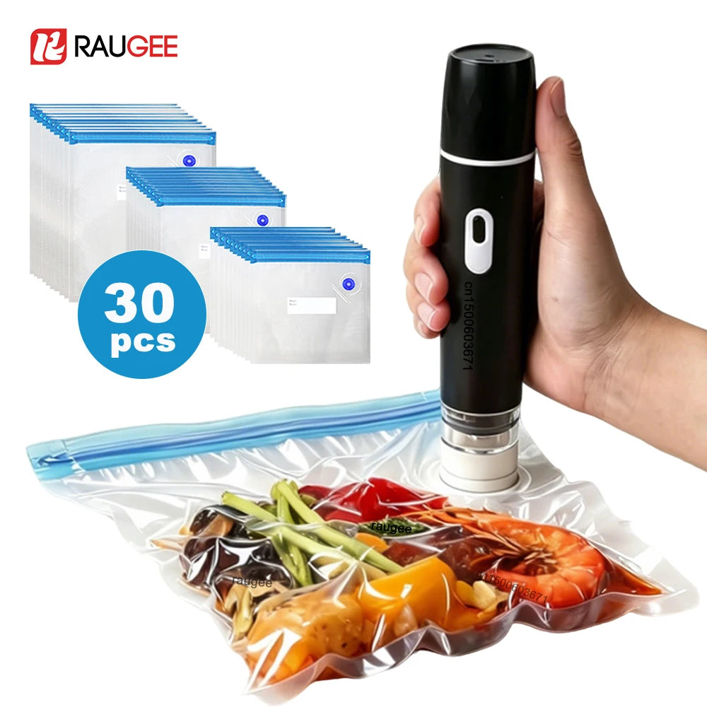 Electric Vacuum Sealer Pump Rechargeable Air Pump Automatic Sealing Machine with Reusable Vacuum Sealer Bags Food Packaging Bag
