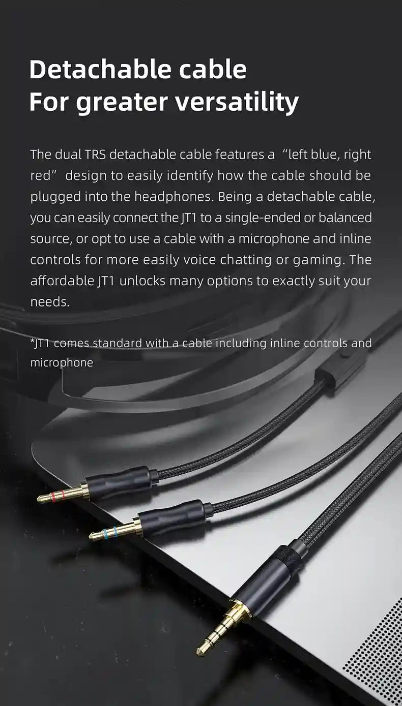 FiiO JT1 Studio Headphones - Over-Ear HiFi Monitor with Mic Tidesmit