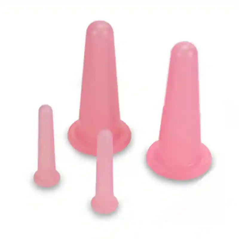 Silicone Facial Cupping Massage Cups - 2-Piece Anti-Aging Set Eye Massage Instrument 2M 2S pink Tidesmit