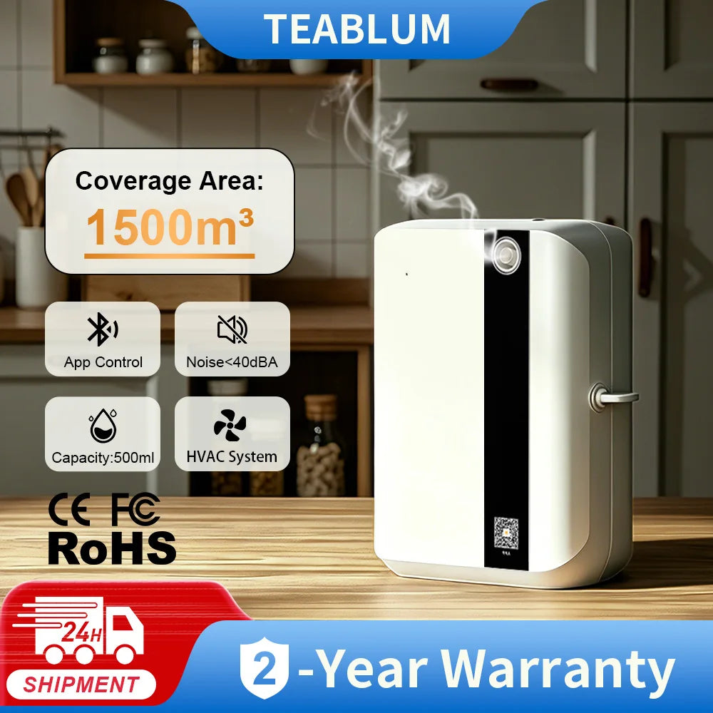 TEABLUM Aroma Diffuser 500ML Bluetooth Essential Oil Diffuser For Home Room Fragrance HVAC Electric Aromatic Oasis Air Freshener