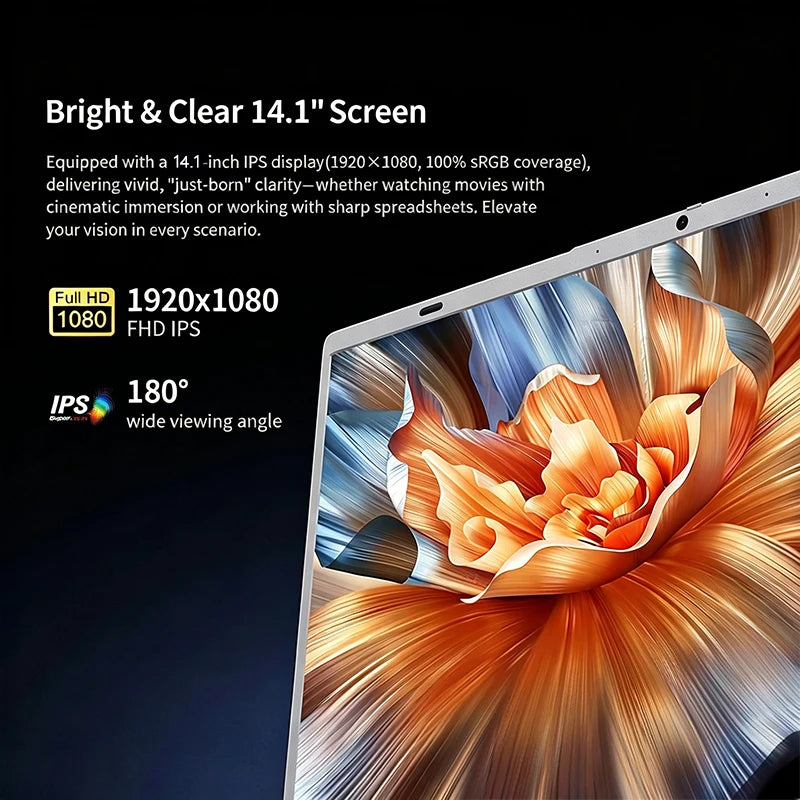 2026 New 14.1" Laptop Computer Intel N150 Windows 11 Pro 16GB RAM 1TB M.2 SSD Gaming Notebook PC 1920*1080 HD Portable Laptops