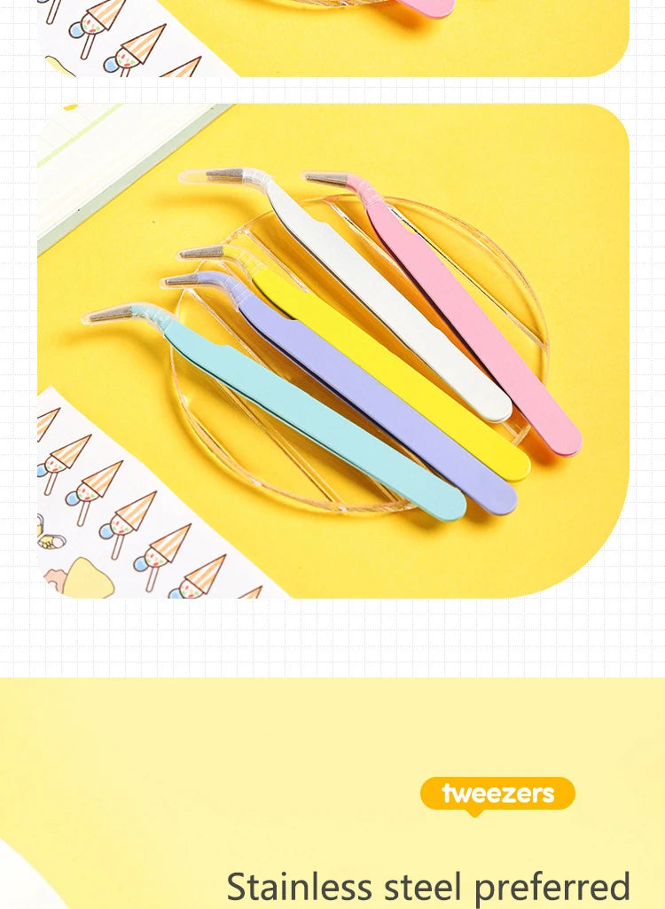 Eyelash Tweezers Set for False Eyelashes - Precision Applicator Tools False Eyelashes Tidesmit