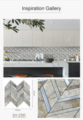 Herringbone Peel and Stick Backsplash, Faux Stone PVC Self Adhesive Marble Tiles for Kitchen Bathroom