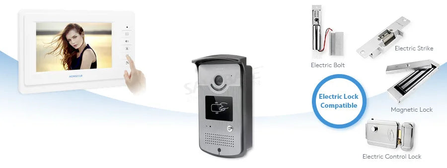 7" Wired Video Door Phone Doorbell Home Security Intercom System 1-In 1-Out RFID Access Control Night Vision Camera