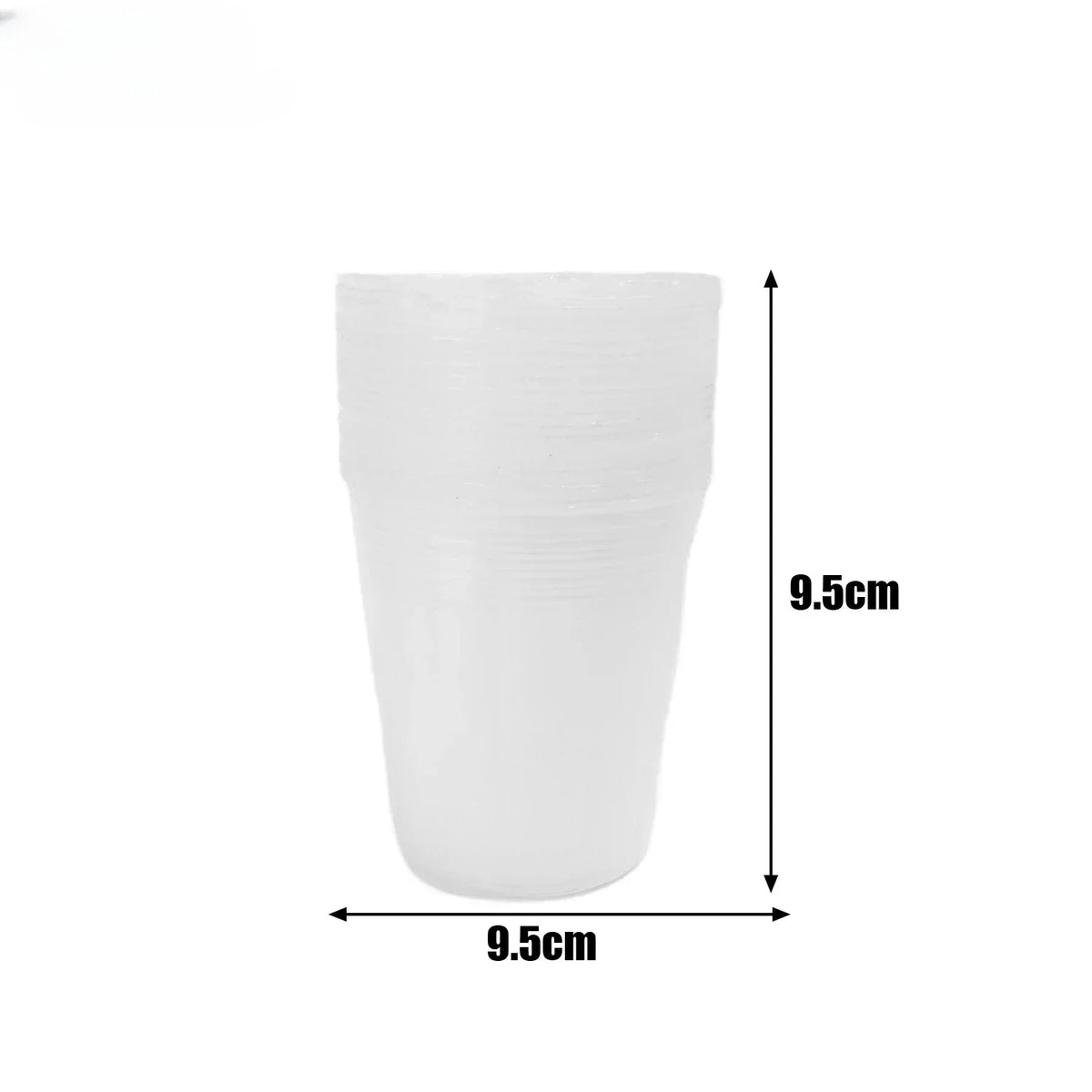 Clear plastic seedling pot cup, 9.5cm x 9.5cm size