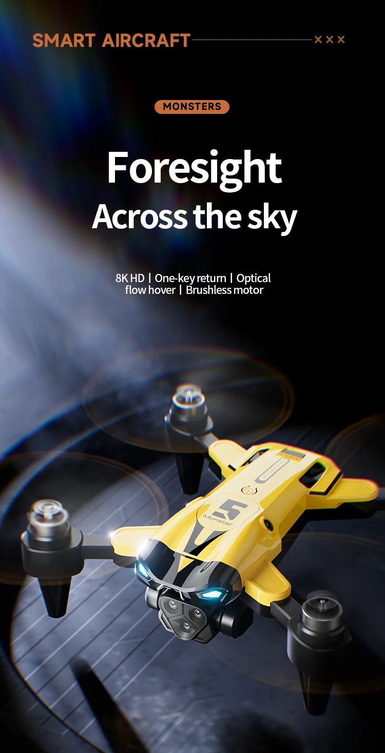 4K Camera Drone with GPS, Obstacle Avoidance, and Foldable Frame - Yellow Tidesmit