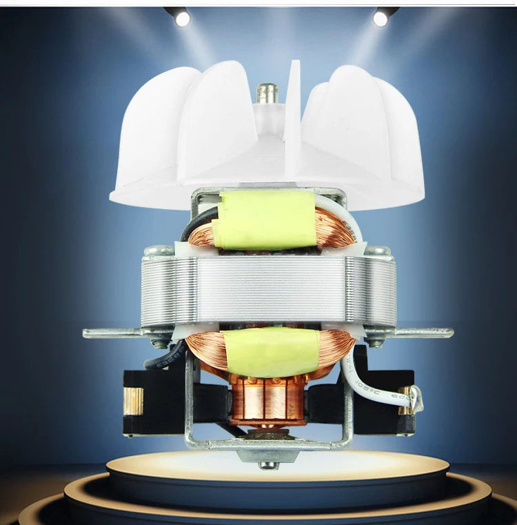 Powerful 2100W AC motor for professional hair dryers, featuring copper coils and white cooling fan for fast drying.