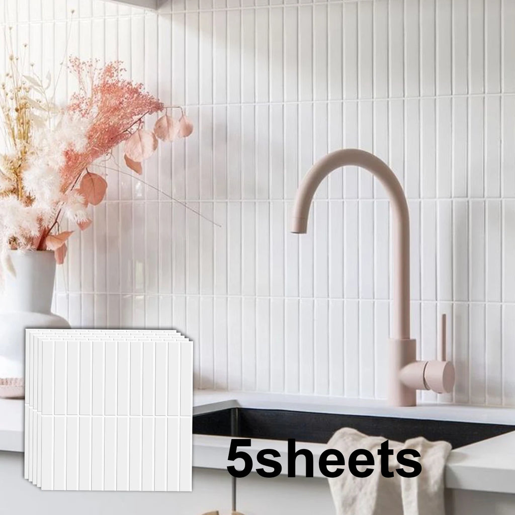 5/10pcs(Thickened Design)3D Straight Mosaic Peel and Stick Backsplash, Kitchen Backsplash Tiles, Self-Adhesive Tile for Kitchen