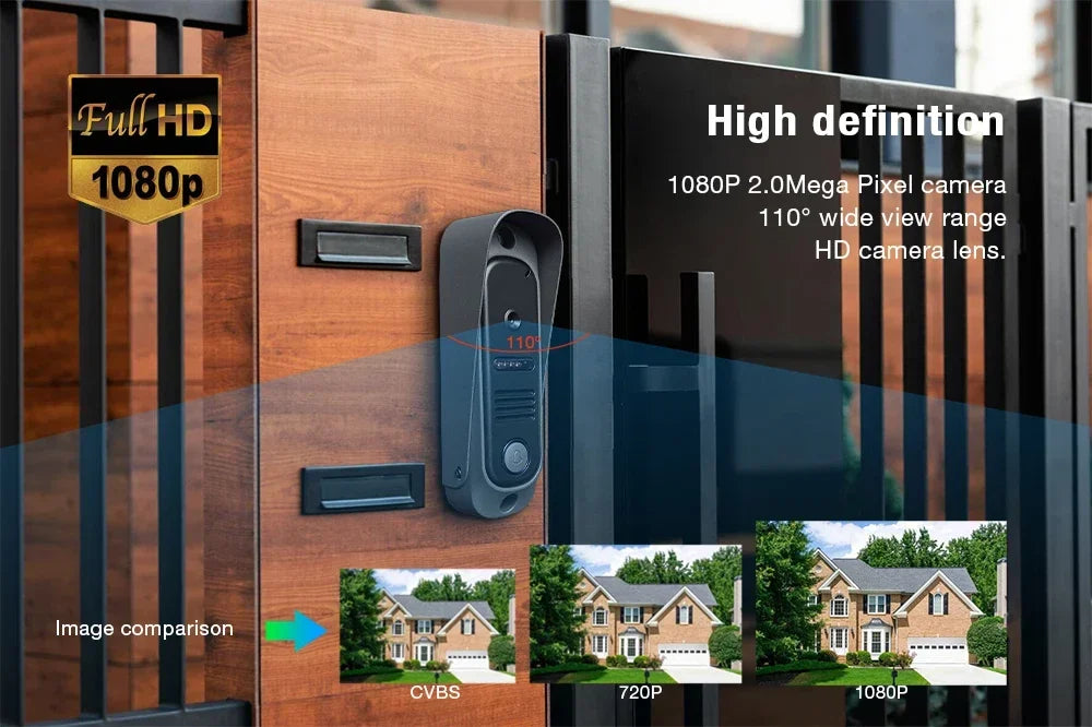 Tuya Wireless IPS 10 " touch screen 1080P camera video intercom kit, with mobile detection, ID access control unlocking,
