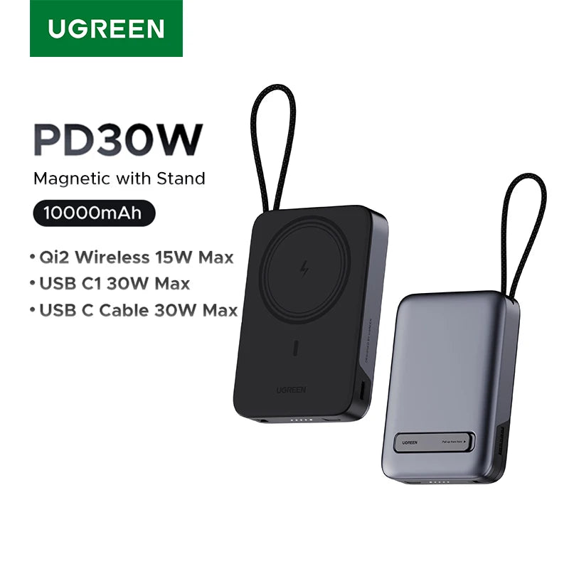 Magnetic Power Bank 10000mAh Qi2 30W Fast Charger for iPhone Qi2 with Stand Tidesmit