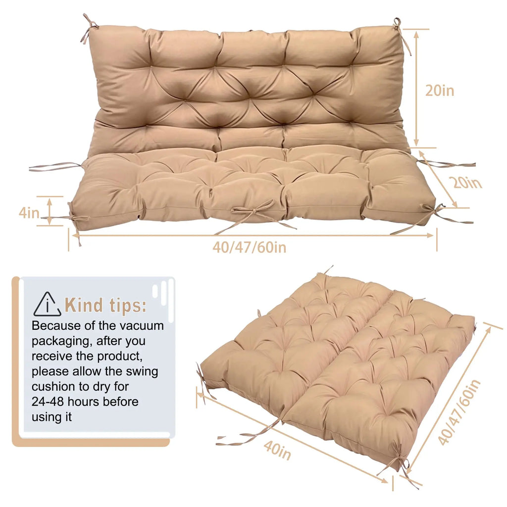 Bench Cushion with Backrest 2 or 3 Seat Swing Replacement Cushions Overstuffed for Garden Patio Furniture Loveseat Swing Outdoor
