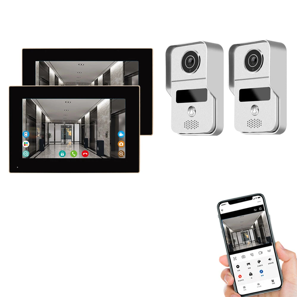 Support Tuya app WiFi visual intercom doorbell system 7/10 inch touch screen indoor monitoring intelligent villa home security