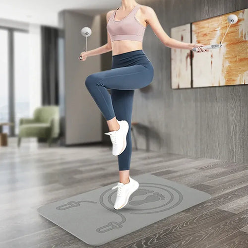 6mm skipping rope mat for shock absorption and anti-noise, side view of a smart yoga mat used for jump rope training.