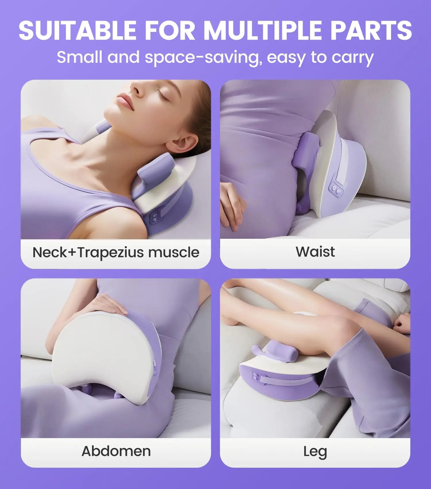 Electric Neck Massager with Heat Therapy - Purple Tidesmit Wellness Device Massage Cushion Tidesmit
