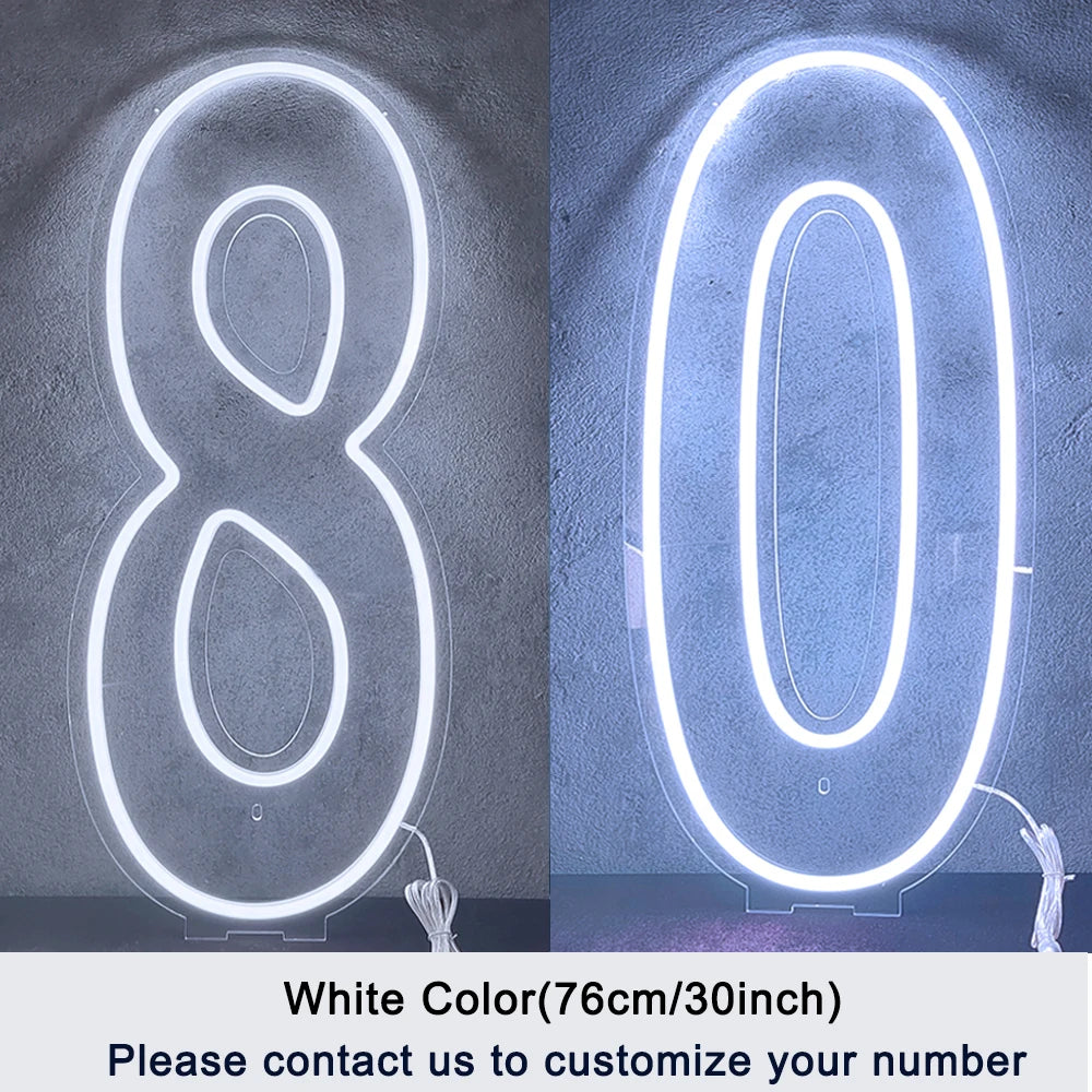 LED Neon Number Sign for Weddings | Customizable Event Lighting 76-100cm number 80 China Mainland Tidesmit