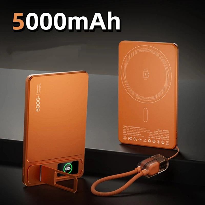 Magnetic Wireless Power Bank 10000mAh with 20W PD Fast Charging Orange 5000mAh Tidesmit