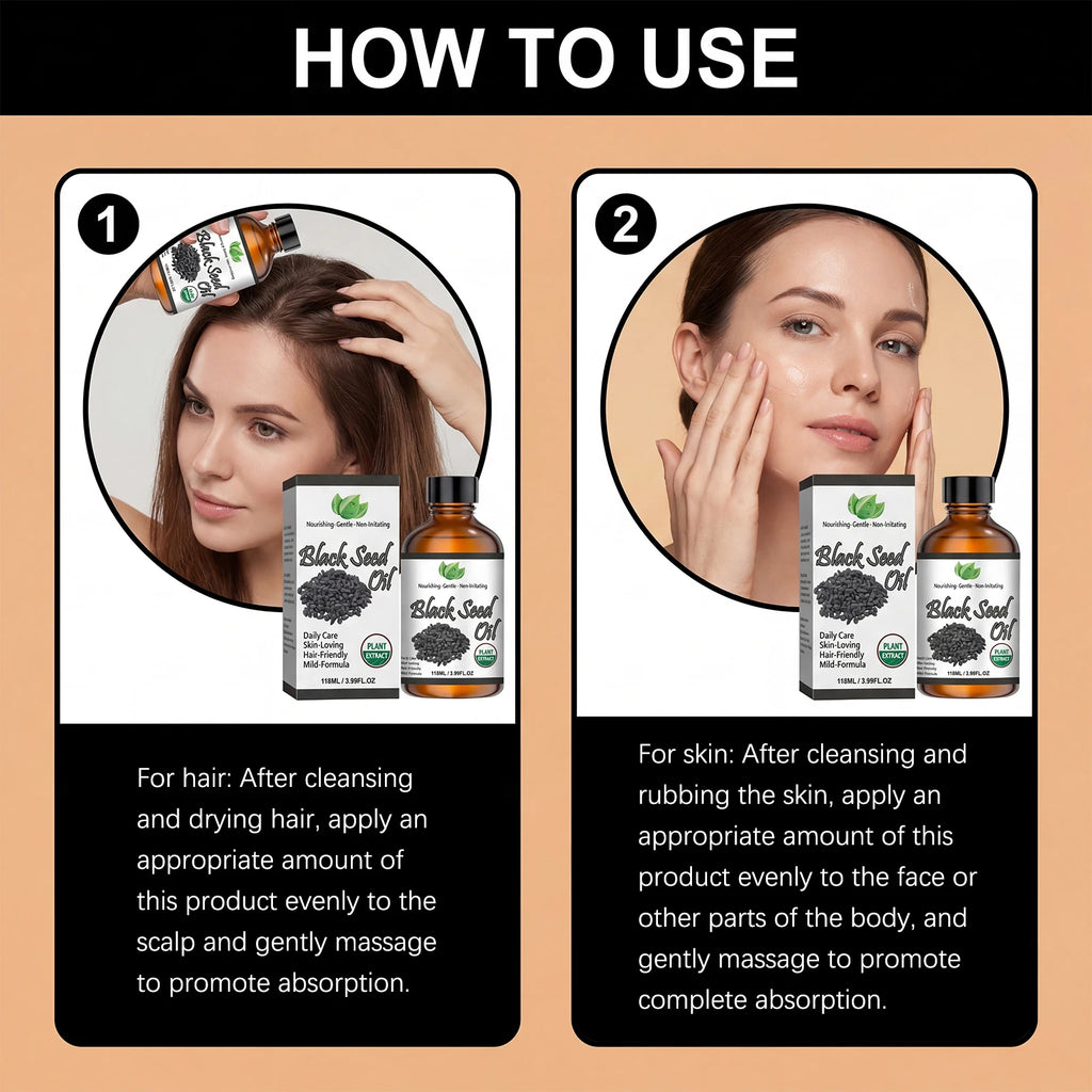 Organic Black Seed Oil Hair,Body & Face Nourishing Moisturize Essence Oil Natural Smooth Skin Care Product Multi Effect Care Oil