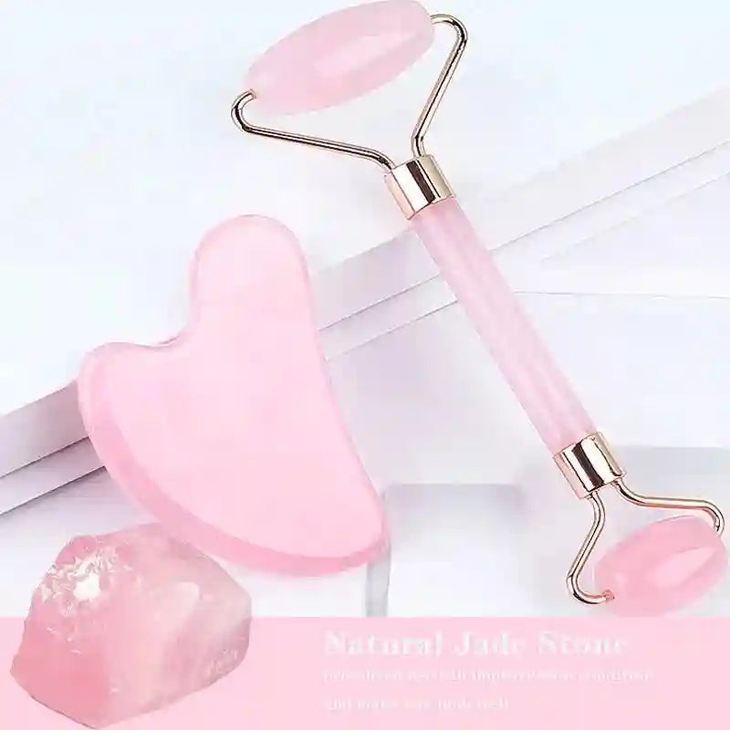 Gua Sha Facial Massage Tool Set | Premium Pink Quartz | Tidesmit Eye Massage Instrument Tidesmit