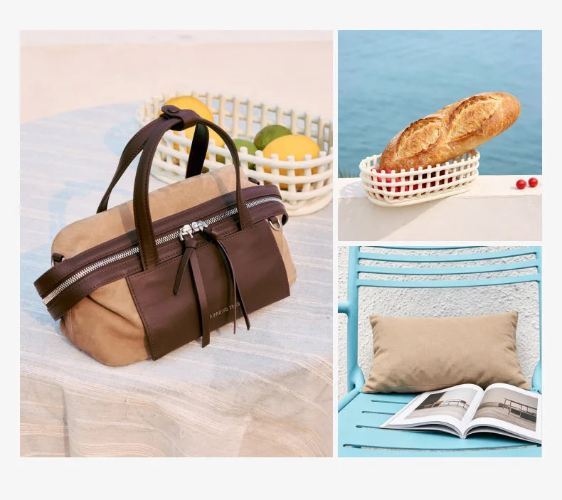 Amazing Song Original Design Cheese Roll Pillow Bag Small Top Grain Leather 2026 New Fashionable Women's bags
