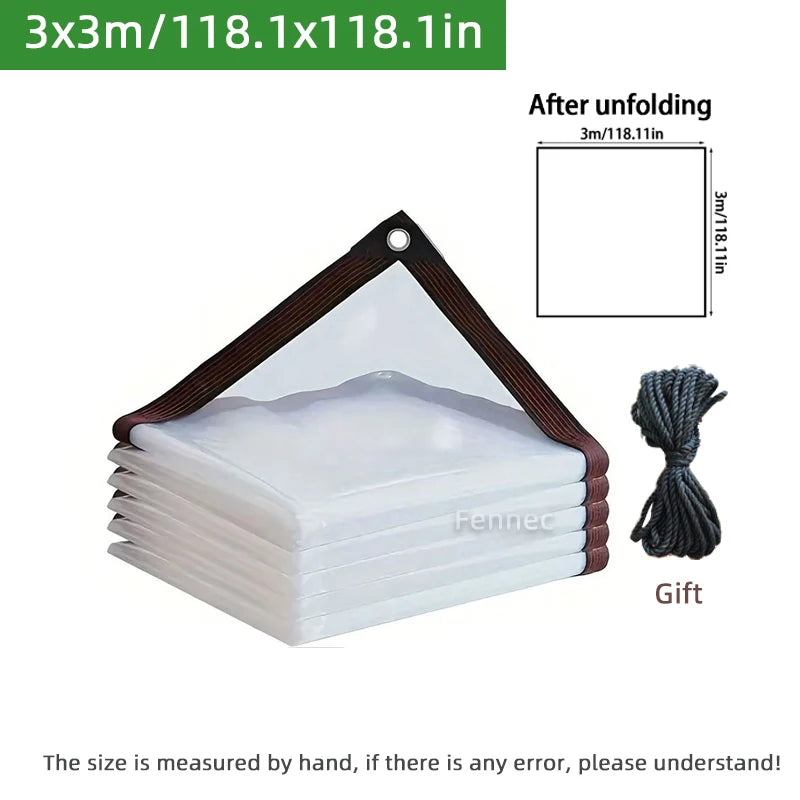 1PC Transparent Rainproof Shading Cloth Tarpaulin Hemming Punching Greenhouse Film Rain Cloth Windproof Plastic Insulation Film