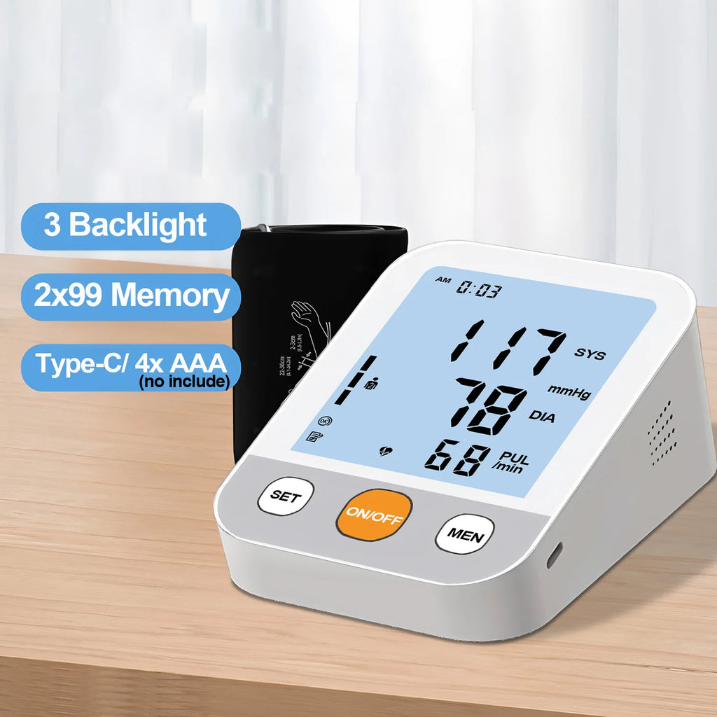 Blood Pressure Machine LED Display Digital Upper Arm Blood Pressure Monitor Automatic Tonometer BP Meter Arm Cuff Test Kit
