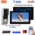 2Wire Tuya Smart Video Intercom Doorbell 5G WiFi 7/10inch Touch Screen 1080P Metal Outdoor Camera Doorphone Password 5in1 Unlock