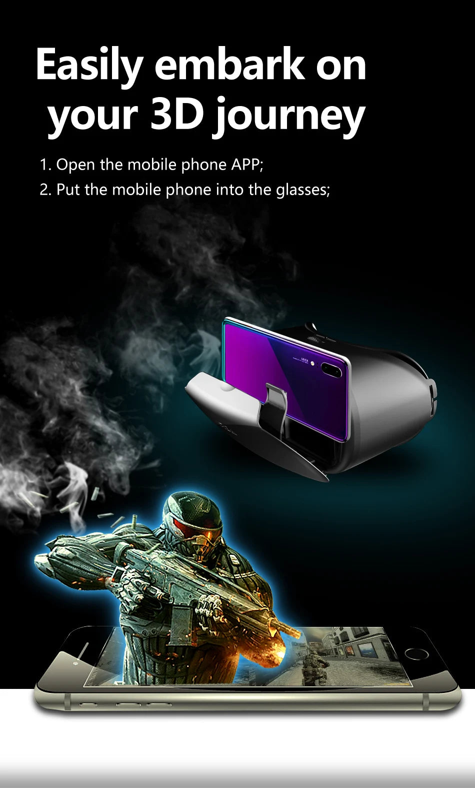 VR Headset for Smartphones | Immersive 3D Goggles for Augmented Reality Tidesmit