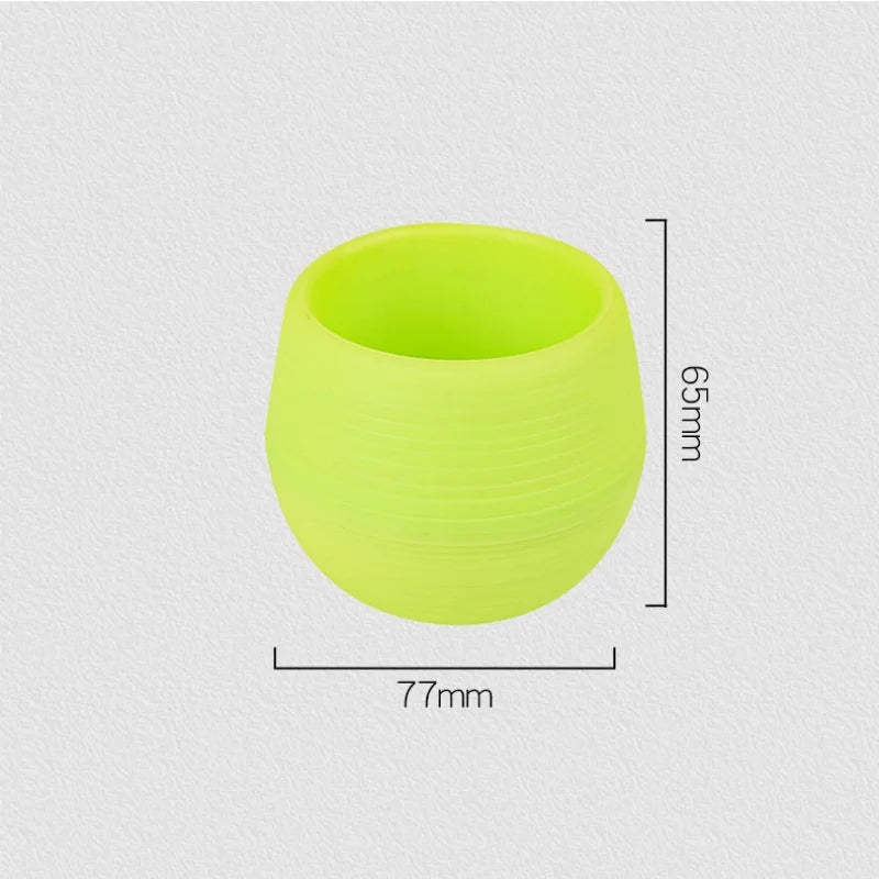 Neon green mini plastic flower pot size 77mm wide and 65mm tall