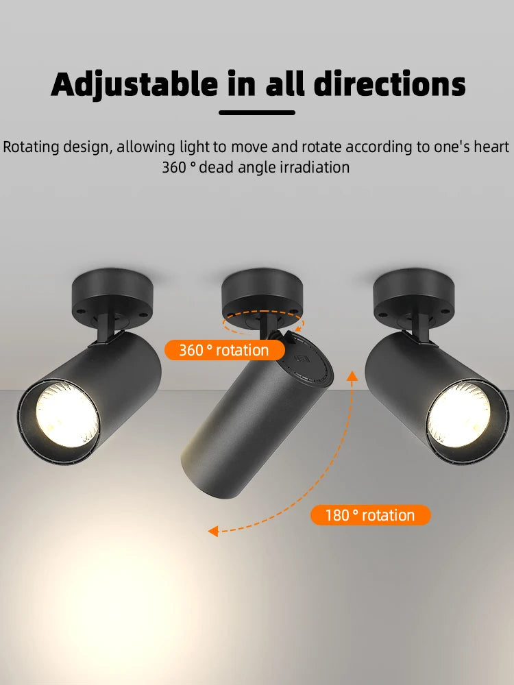 Led Spotlights 85-265V Led Downlight Surface Mounted Spot Lamps Tricolor Indoor Lighting Fixture for Living Room Bedroom Kitchen
