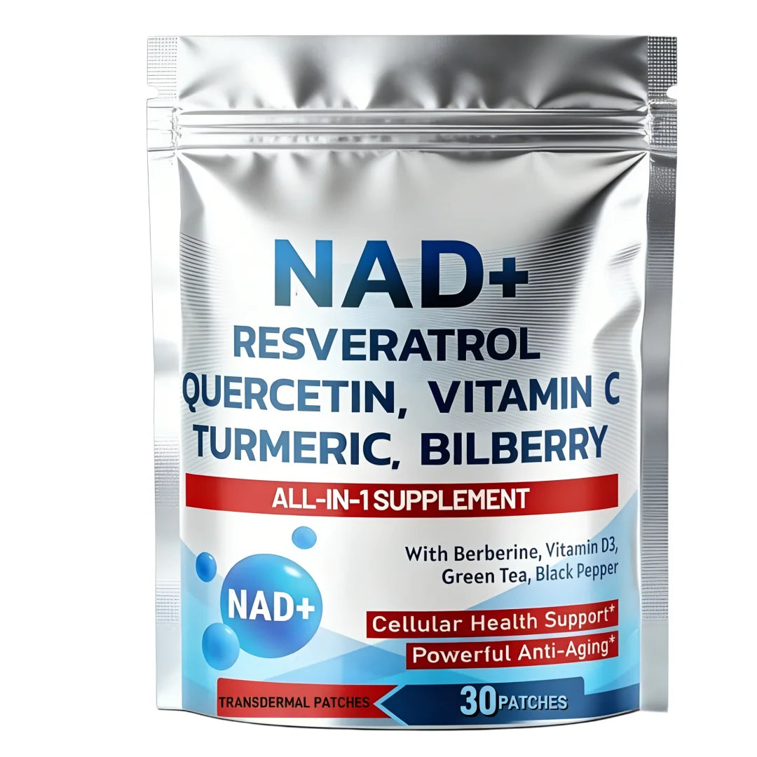 30 Patches NAD+ Transdermal Patches with Resveratrol,Vitamin D3 Quercetin Turmeric Support Energy, Anti-Aging,Cell Regeneration
