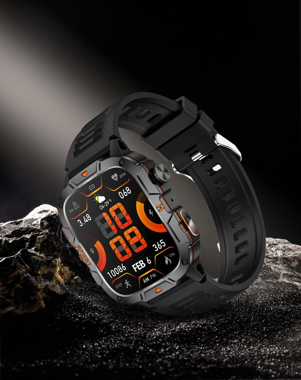 2026 New Military Grade Smart Watch Men 1.96" AMOLED Screen 5ATM Waterproof Sports Fitness Tracker BT Call Smartwatch