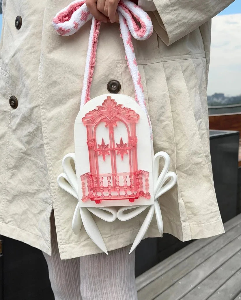 3D Printed TPU Women's Shoulder Bag Original Design Adult Girls' Small Capacity Handbag Open-top Design Balcony Purse Wallet